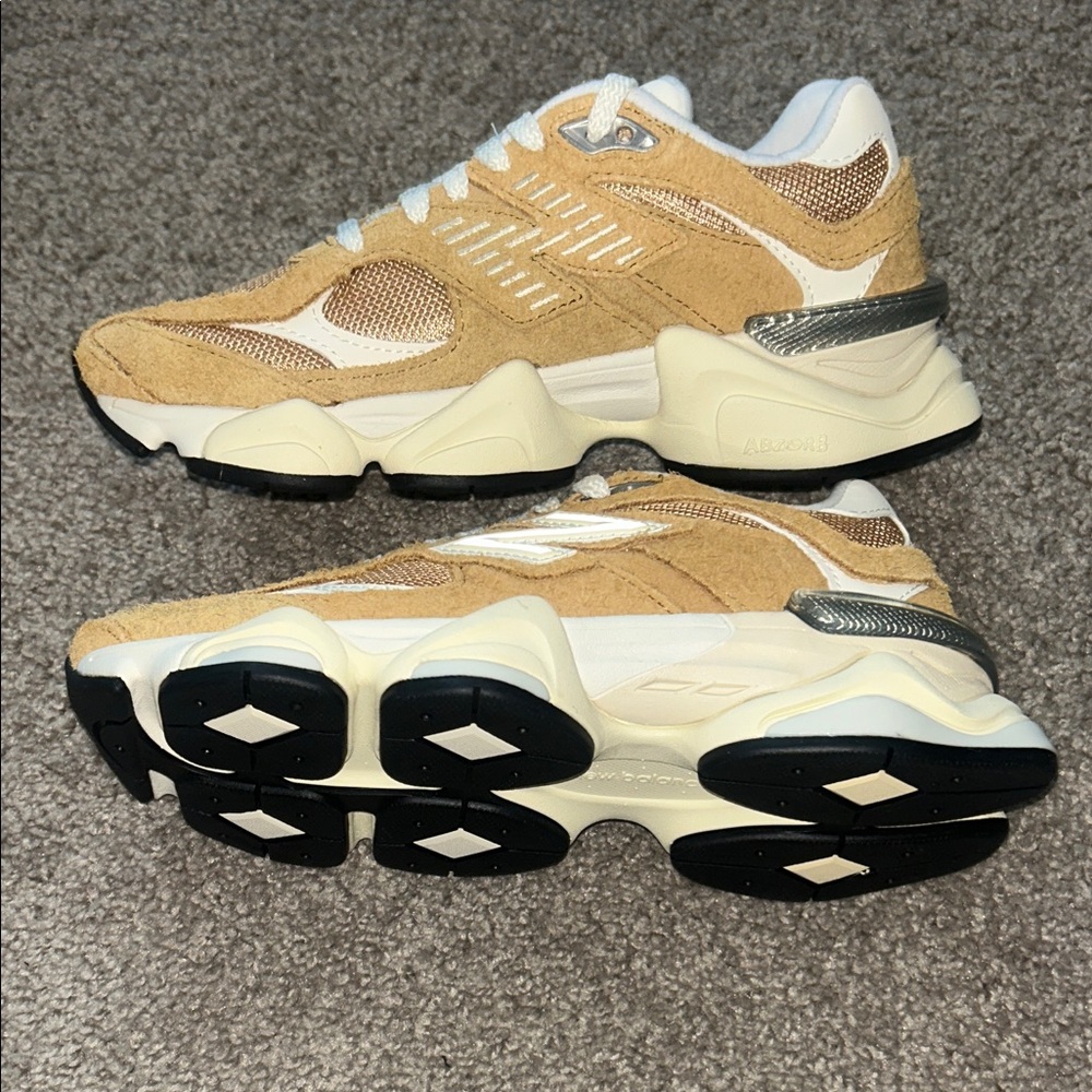 New Balance- Chunky Beige and White Fashion Sneakers - Picture 3 of 7